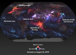 NASA показало тучи пыли над континентами